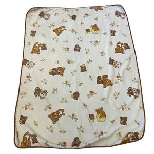 Rilakkuma Floral Honey Bear Fleece Throw Blanket Kawaii Anime 56x45